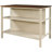 TOPMAX Solid Wood Rustic 45" Stationary Kitchen Island, Rubber Wood Butcher Block Dining Table Prep Table With 2 Open Shelves For Small Places,Walnut+Cream White