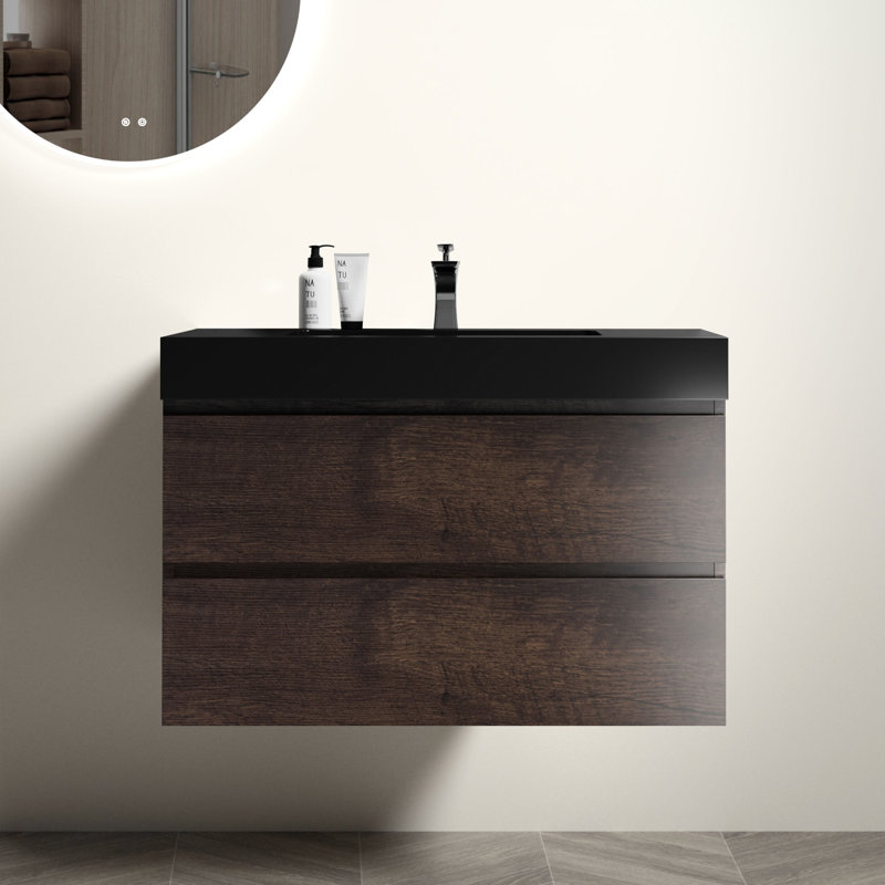 Élégant lavabo en quartz noir mat - Transformez l'intérieur de la salle de bain chic en ajoutant de l'élégance aux salles de bain