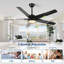Ventilateurs de plafond 52 po avec lumières, ventilateur de plafond moderne noir avec télécommande, ventilateur de plafond d'intérieur de ferme, lumière DEL brillante