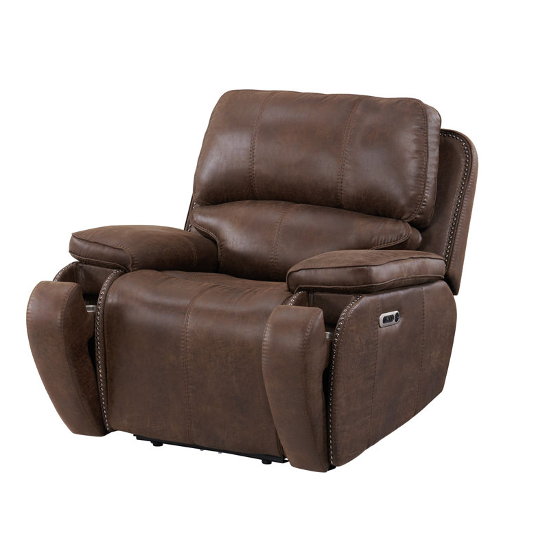 Fauteuil inclinable standard de 44 po de largeur Sariol, Polyester à 100 % de couleur brune