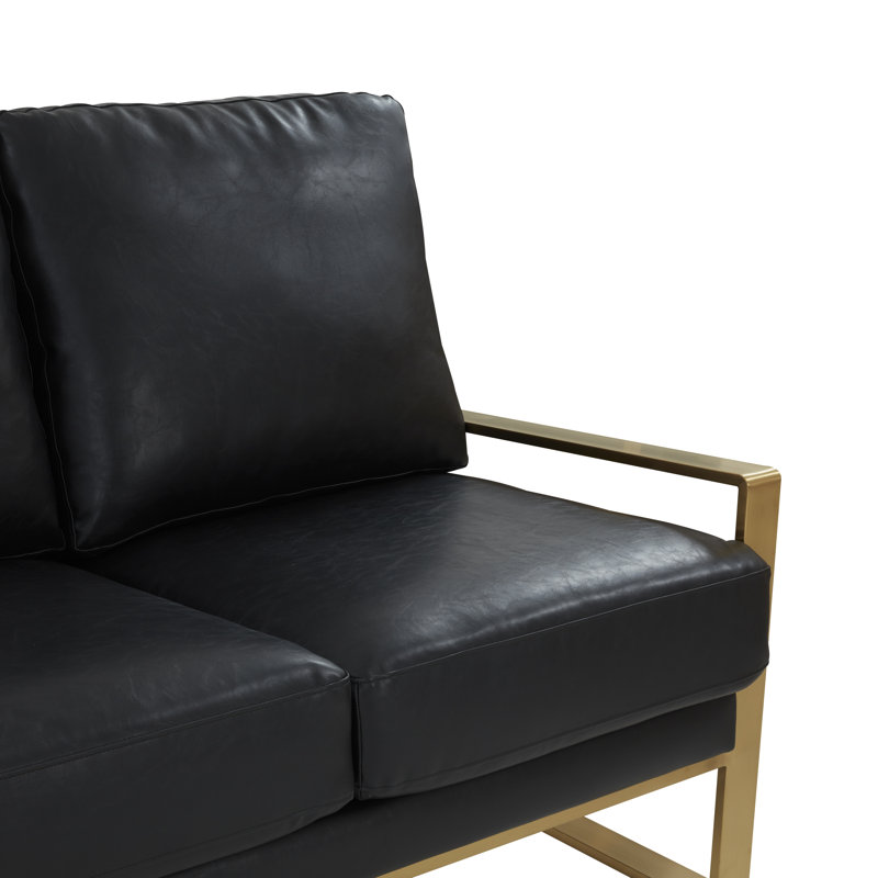 Gratiano three-person sofa, Similicuir noir