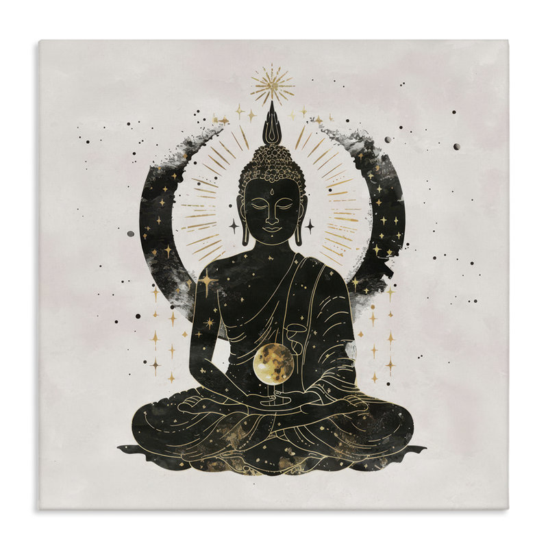 Art mural sur toile Sun Rays de Bouddha assis par Nina Blue, H 17 po x l 17 po