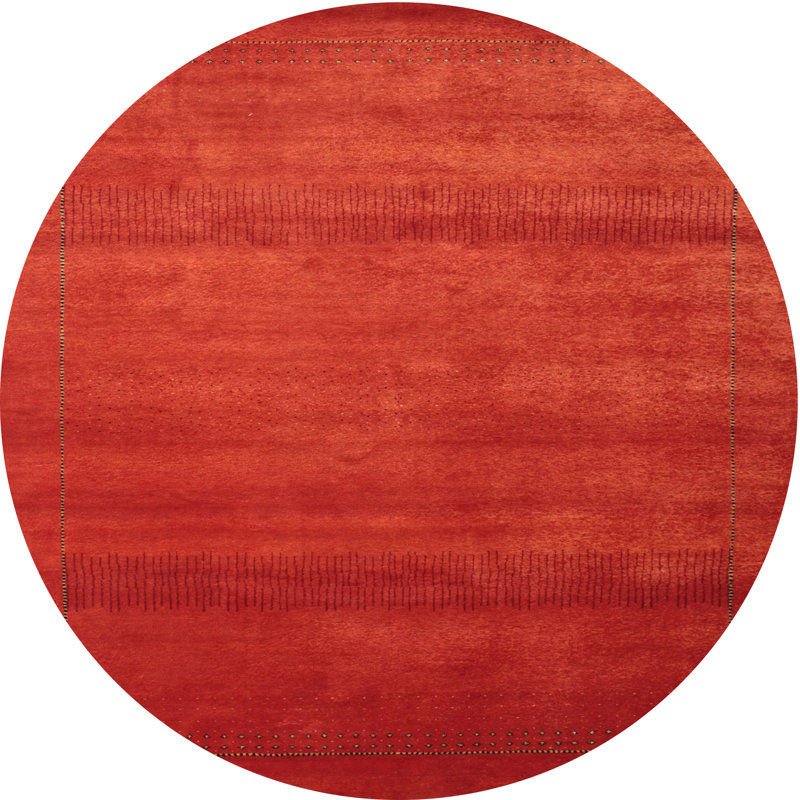 Tapis de zone rouge pourpre contemporain, Rond 4 pi
