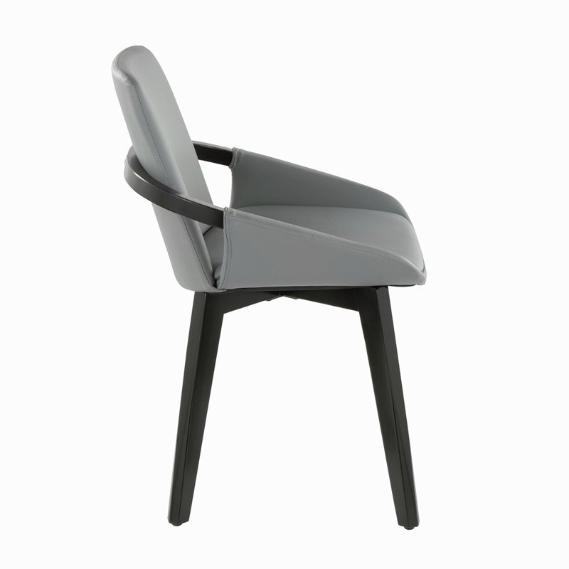 Chair In Bamboo And Grey Faux Leather