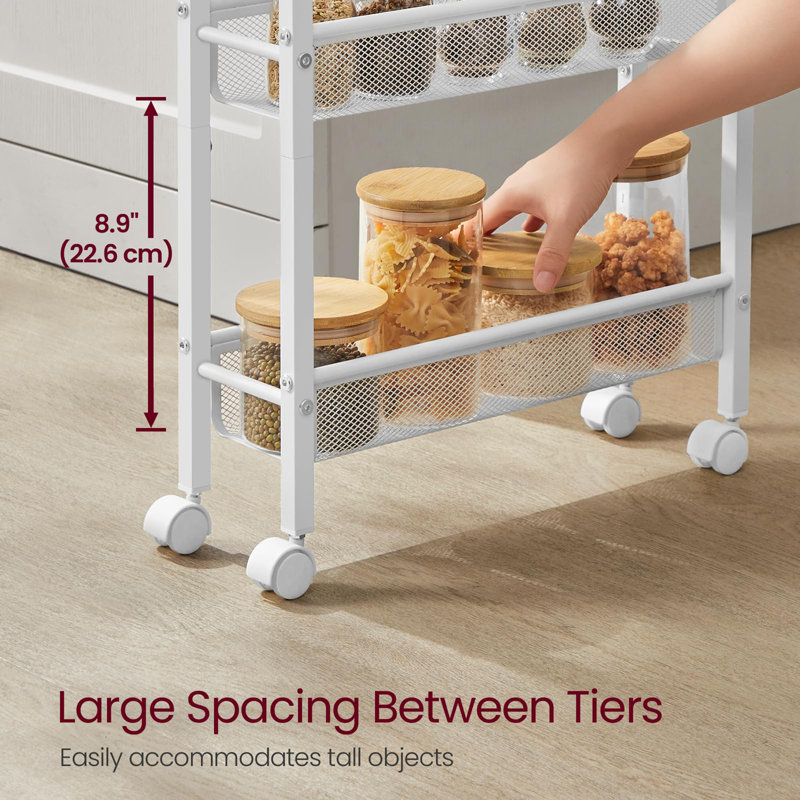 99.6cm H x 41cm W Utility Cart with Wheels, White/Natural