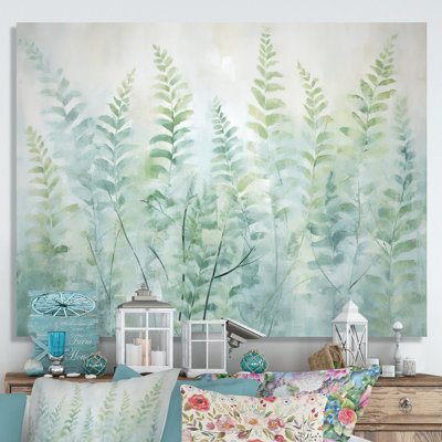 " Green White Serene Ferns I "