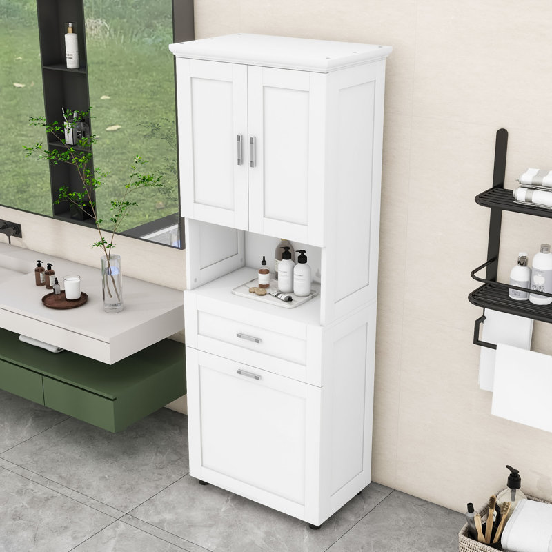 Armoire de salle de bain autoportante Fougeres, Blanc