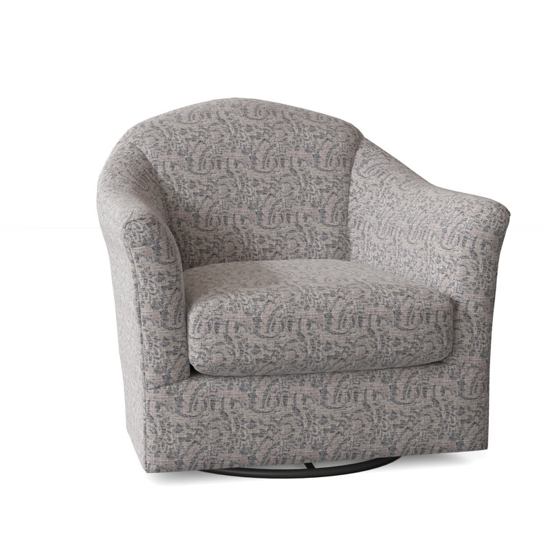 Fauteuil demi-tonneau pivotant de 36,5 po Darby, Tissu performance gris marbré