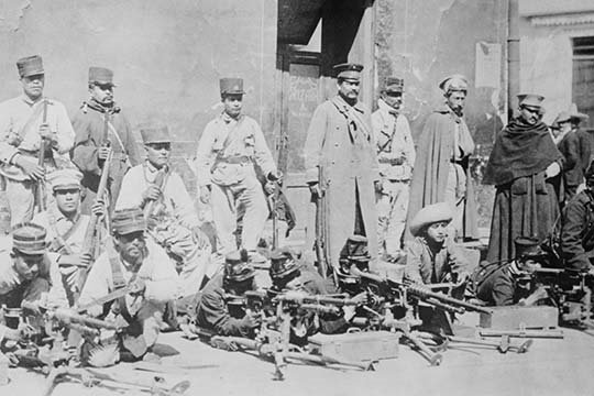 Mitrailleuses à mexico city-reproduction de photo, H 24 po x l 36 po x P 1,5 po