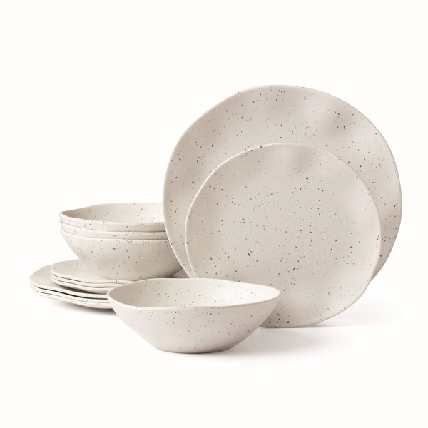 Stone + Lain Hekonda Stoneware White Speckled Dinnerware Set