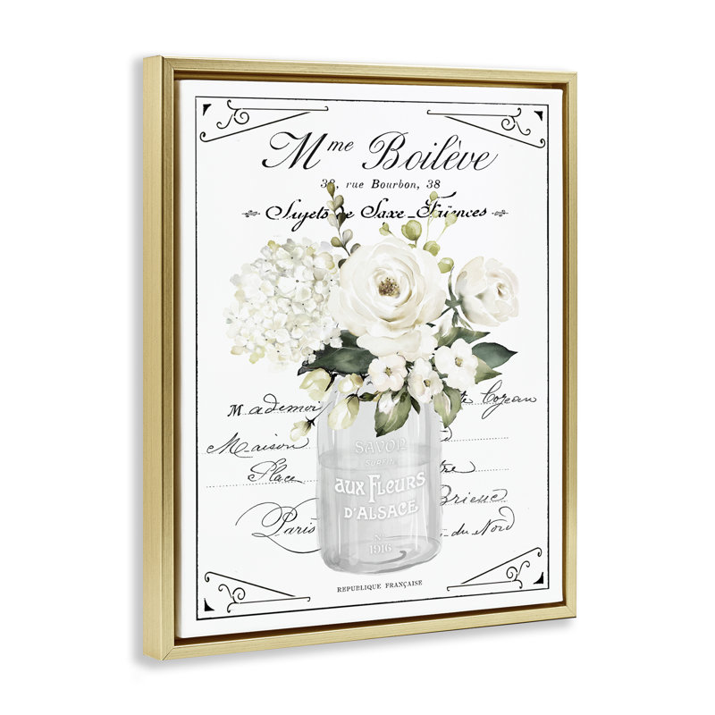 Fleurs françaises françaises et cadre flottant cursif, design par lettré et doublé, 31" H x 25" W