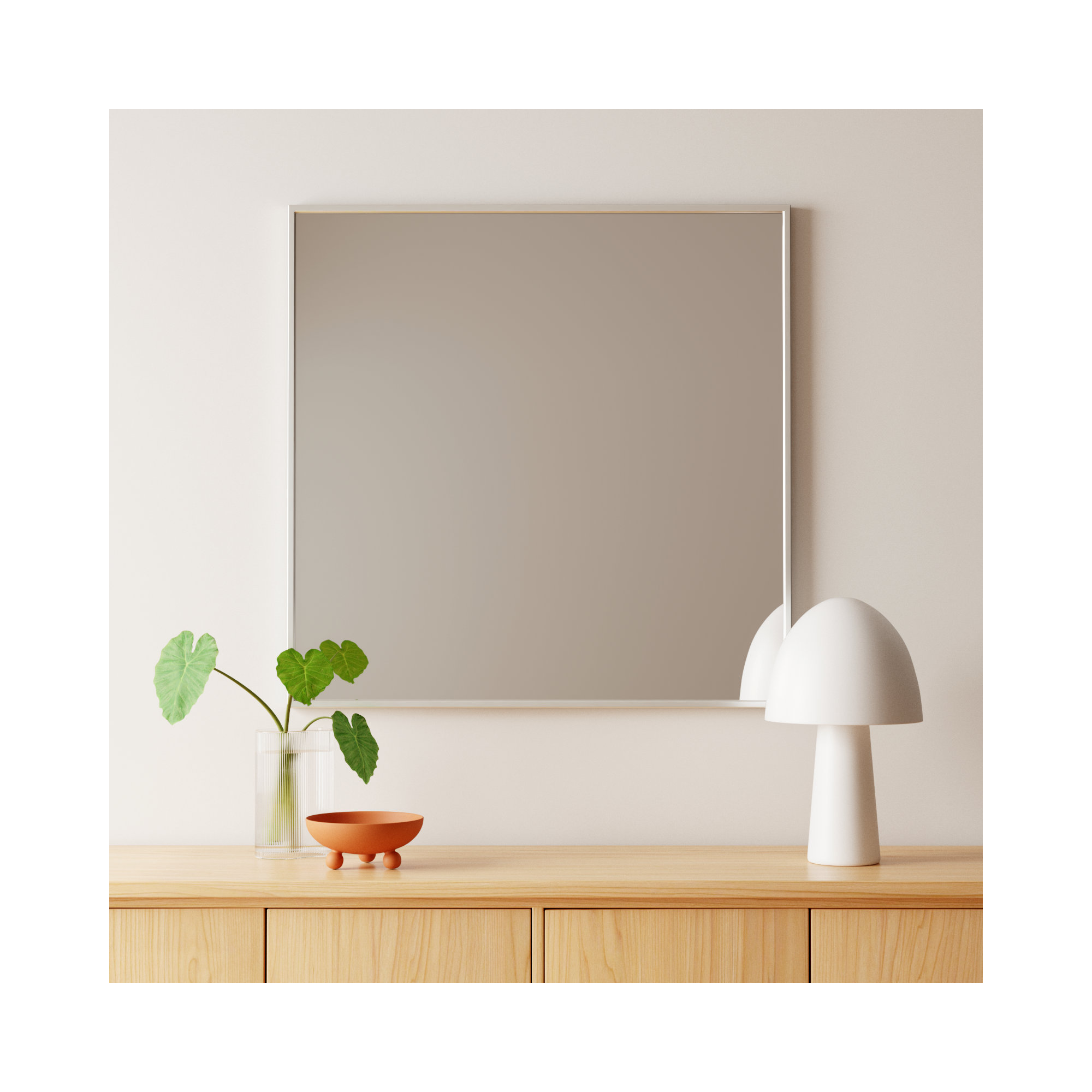 Sabine Metal Rectangle Wall Mirror, 36" x 36", Silver