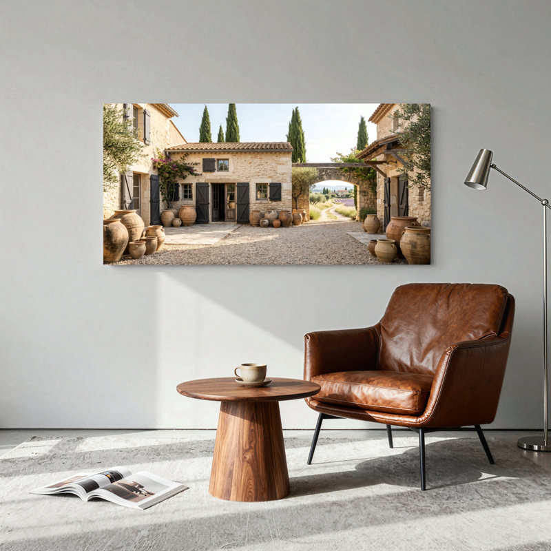 Ensemble de 1 tableau sur toile représentant une cour rustique, 32“W x 16”H, Wrapped Canvas