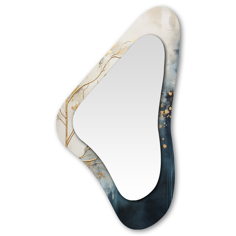 Abstract Minimalism River Forest - Forest River Metal Art Decor - Traditional Irregular Wall Mirror
