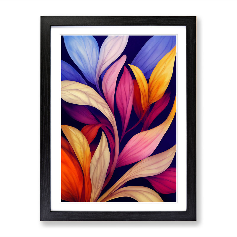 Colourful Flowers No.3 - Single Picture Frame Painting, Black, 64cm H x 46cm W x 2cm D