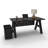 Serenity Modern A-Frame Executive Writing Office Desk, with Modesty and Cushion Top Mobile Storage, 66x30, Espresso Top-2145429481-2145429482