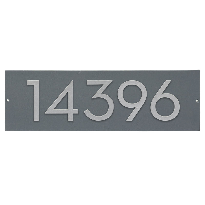 Plaque d'adresse horizontale flottante 4 po (5 chiffres), Gris, Argent