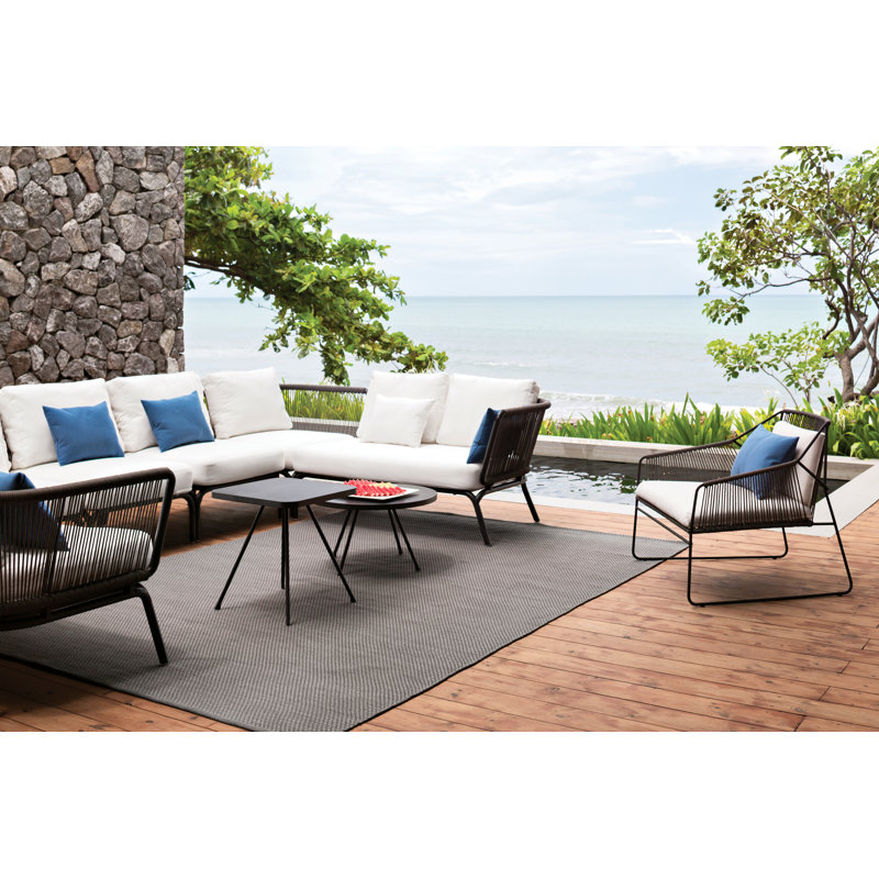 Sandur Outdoor Lounge Chair, Canvas Natural Sunbrella Canvas, Anthracite Rope/Anthracite Frame