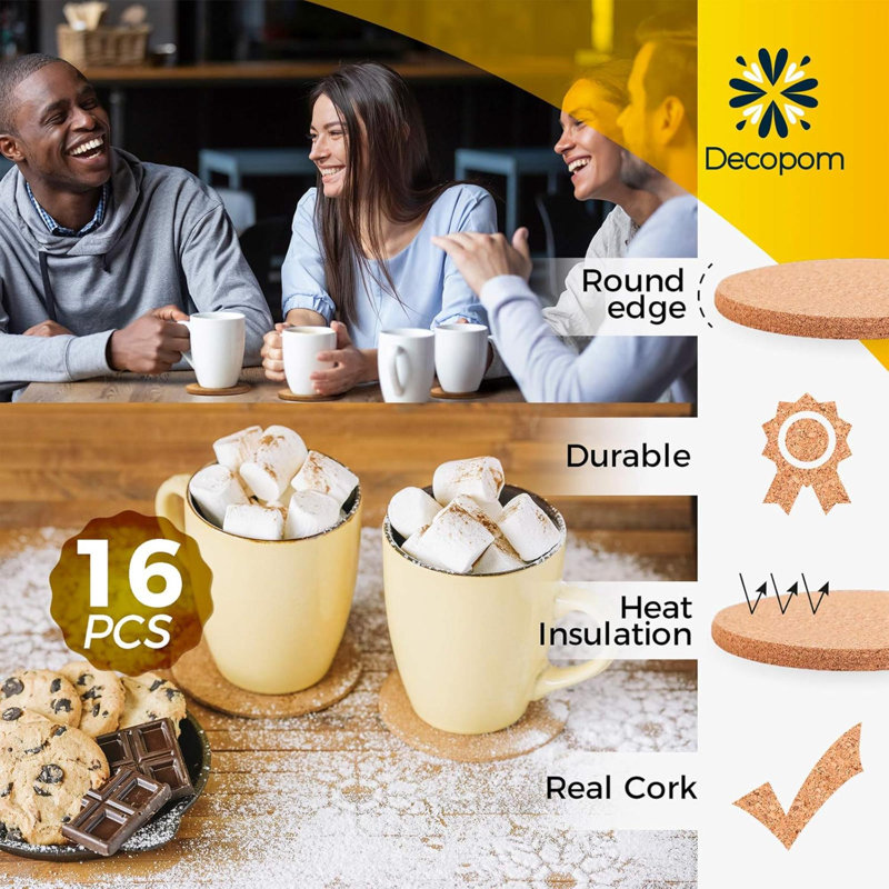 Sous-verres en liège pour boissons avec support en métal Sous-verre épais et résistant à la chaleur Soucoupe utilisée pour les boissons chaudes froides Verres Tasses Tasses Plantes