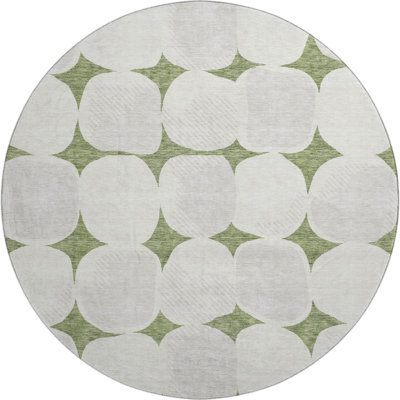 Premium Machine Washable Prisco Green Rug