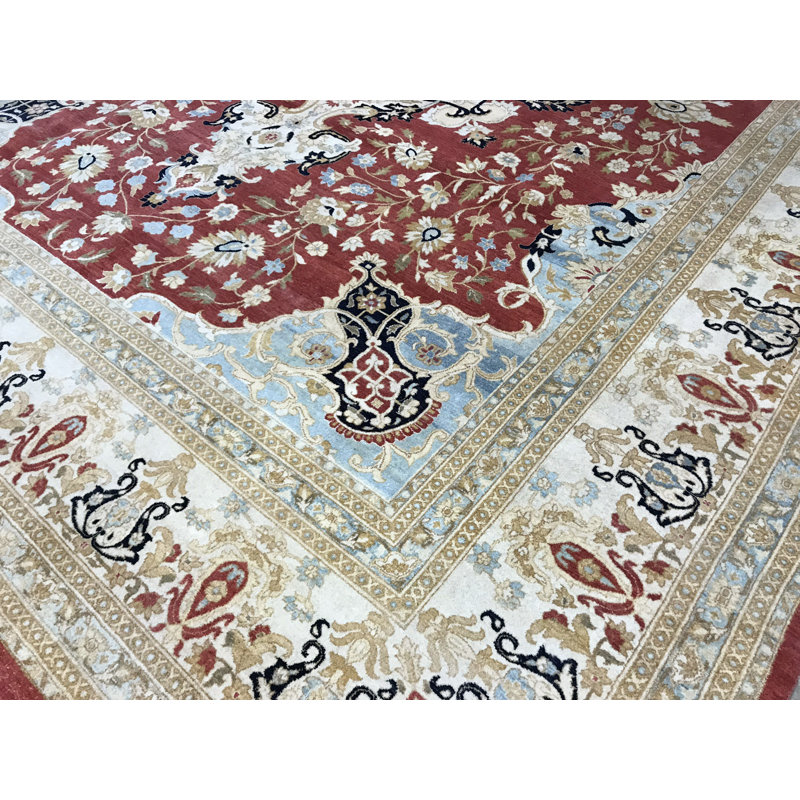 Tapis beige noué à la main de haute qualité