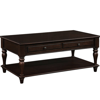 Walnut Finish Lift Top Rectangular Coffee Table, Wooden Apron, Turned Leg And Storage Compartments, 48" Width Table With Top, Bottom Shelf, 20"~30" Height