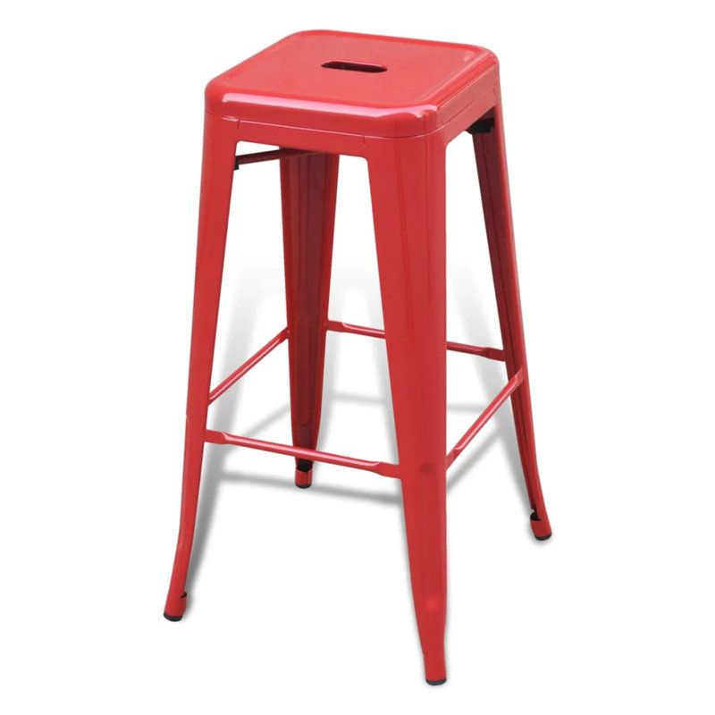 Hullinger Counter Stool with Metal Frame, Red