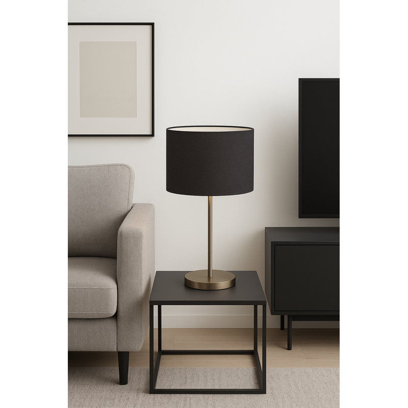 Linen Drum Lamp Shade ( Screw On ), Black, 25cm H x 40cm W x 40cm D