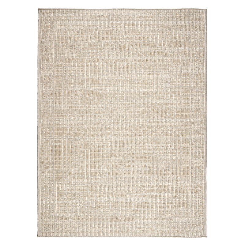 Sadowski Polypropylene Beige/White Indoor/Outdoor Rug, Rectangle 2' x 3'