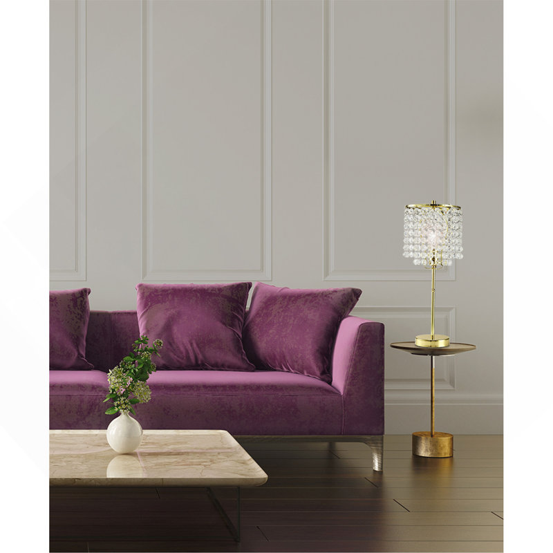 LAMPE DE TABLE EN CRISTAL INSPIRED, Mauve, Doré