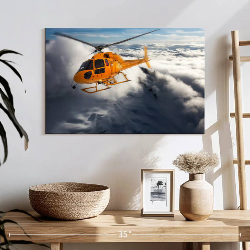 Mehar Rescue Helicopter Over Mountain, 16" H x 24" W