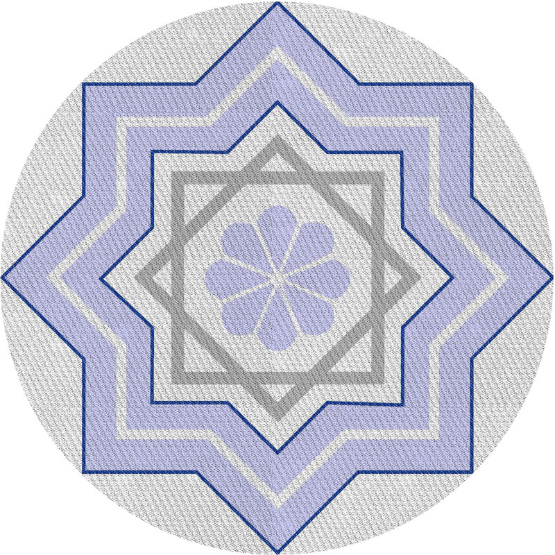Tapis mauve/crème tissé à la machine, Rond 6 pi