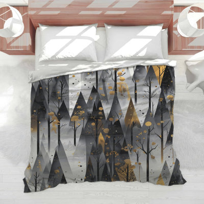 Black Gold Forest Illustration Comforter