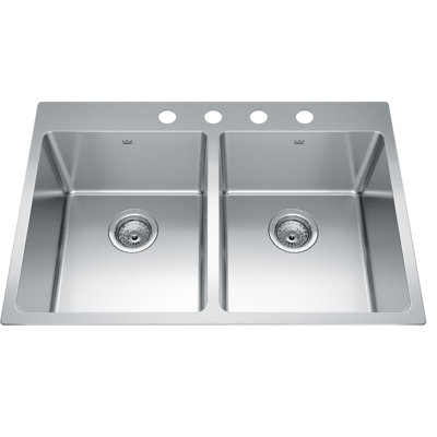 Évier de cuisine à double cuve encastrée avec crépine L 31 po x l 21 po Brookmore