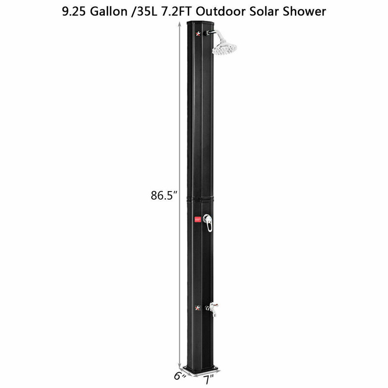Black PVC Freestanding Outdoor Solar Heating Shower