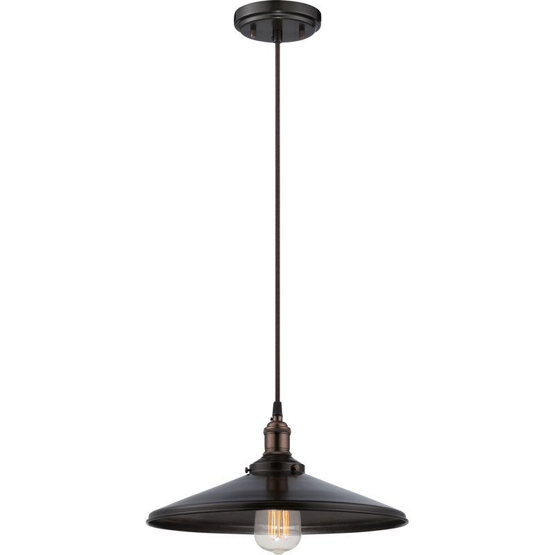 Luminaire suspendu conique à 1 lumière Lewandowski, Bronze rustique