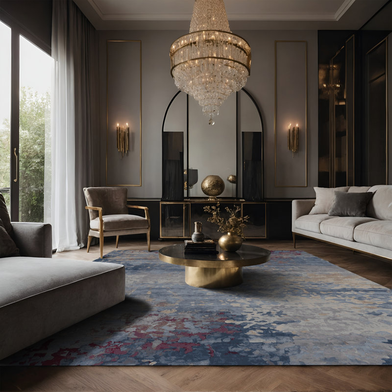 Tapis gris soyeux et moelleux, Rectangle 2 pi x 3 pi