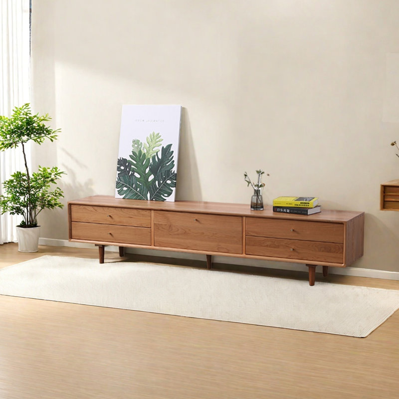 Meuble télé moderne en chêne simple, 70.86", Brun