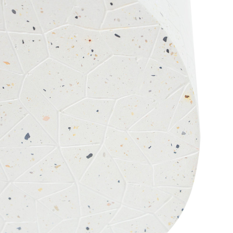 Table de bout d'extérieur en béton pour terrasse, table d'appoint de salon Terrazzo blanc