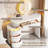 Small Vanity Desk Adjustable Tabletop Length,Storage Cabinet Reversible Layout,Vanity Detachable Mirror