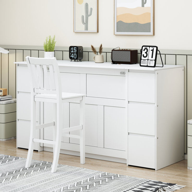 Lit simple blanc avec ports efficaces et armoires polyvalentes - Simplifiez votre espace de rangement intégré et amplement spacieux