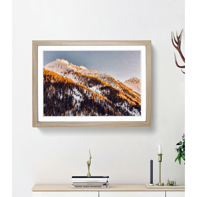 Winter in the Mountains - Picture Frame Painting Print, Oak Framed, 36cm H x 48cm W x 2cm D