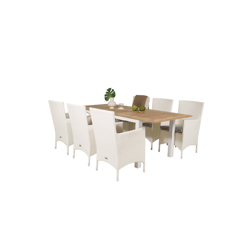 Navya 6 - Person Patio Dining Set with Extendable Rectangular Table , Cushions Included