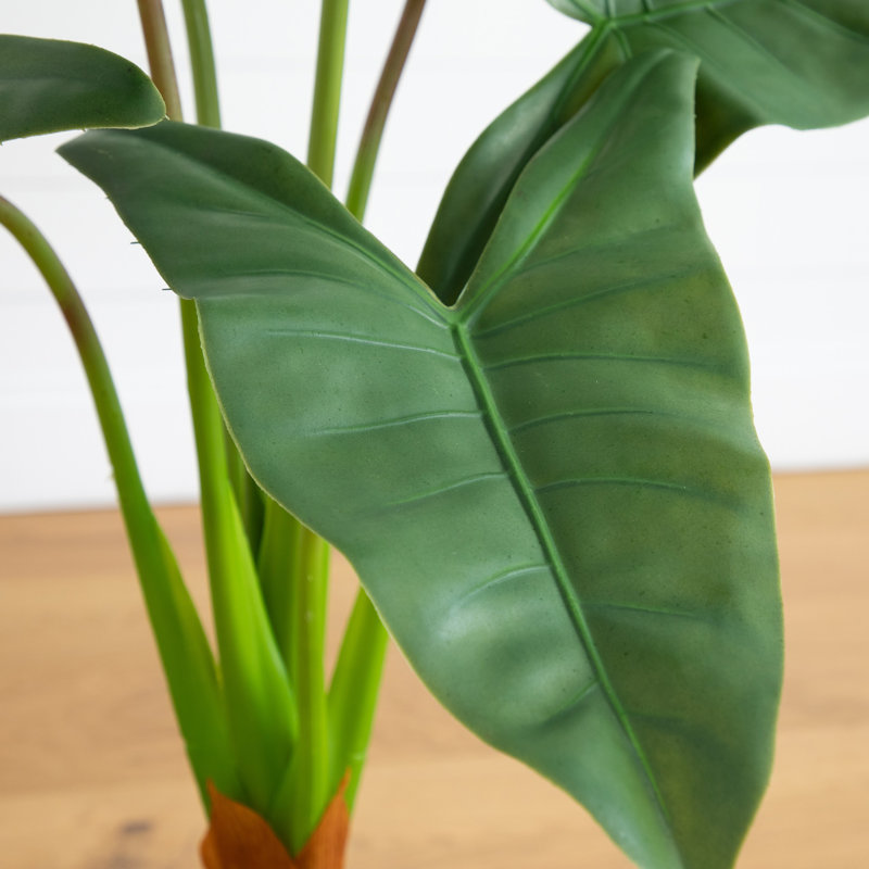 Philodendron artificiel à tête de flèche artificielle en pot décoratif blanc, H 42 po x l 17 po x P 17 po