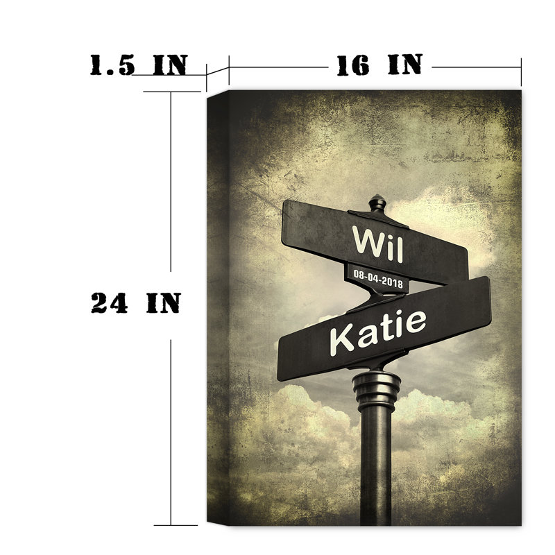 Impression sur toile Lovers Crossroads - Cadeaux personnalisés pour l'anniversaire de mariage., H 24 po x l 16 po, Oui