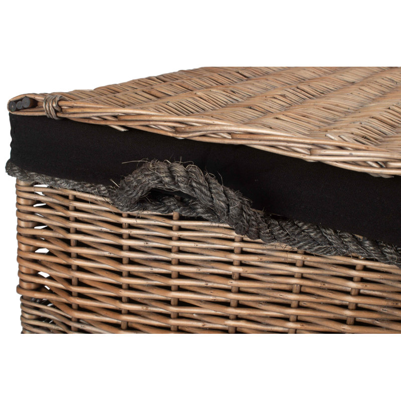 Wicker 23" Storage Hamper with Lining, Antique Wash/Black Lining