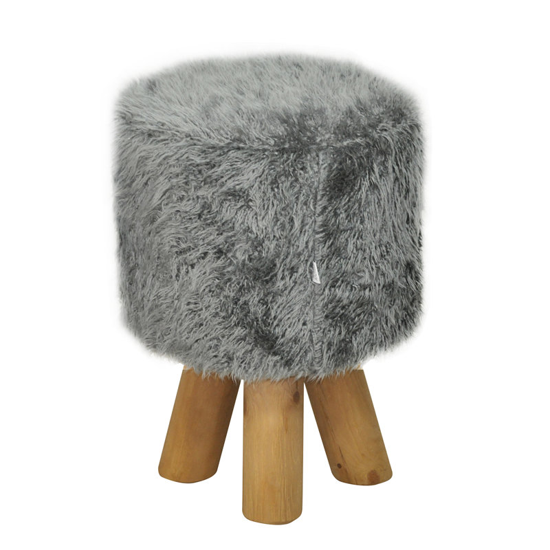 Solid + Manufactured Wood Accent Stool, Grey