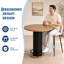 Table de bar ronde avec piètement ondulé en fer et repose-pieds, table haute de style bistro pour petits espaces, chêne-1102593965