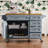 52'' Kitchen Island with Drop Leaf, Embossed Texture Kitchen Island on Wheels with Spice Rack, Towel Rack, 2 Doors and 5 Drawers, Kitchen Storage Cart with Adjustable Shelf for Kitchen, Blue Grey-1251507761