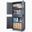 Armoire de rangement en métal 73 po, organisateur de rangement de garage avec roues, portes verrouillables, tiroir et tablettes réglables-1685847684
